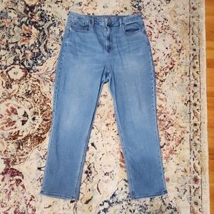 American Eagle AE Stretch Curvy Mom Jean Classic Blue High Waist Size 16R